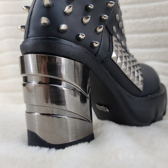 Demonia Black Platform Boots with Silver Studs - Picture 5 of 7